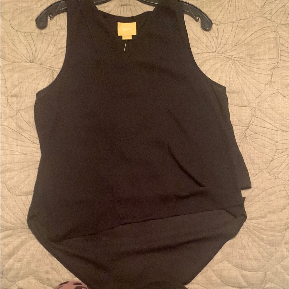 Maeve Black Asymmetrical Sleeveless Tank Top